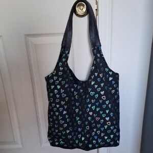 Black Heart-Print Tote Bag